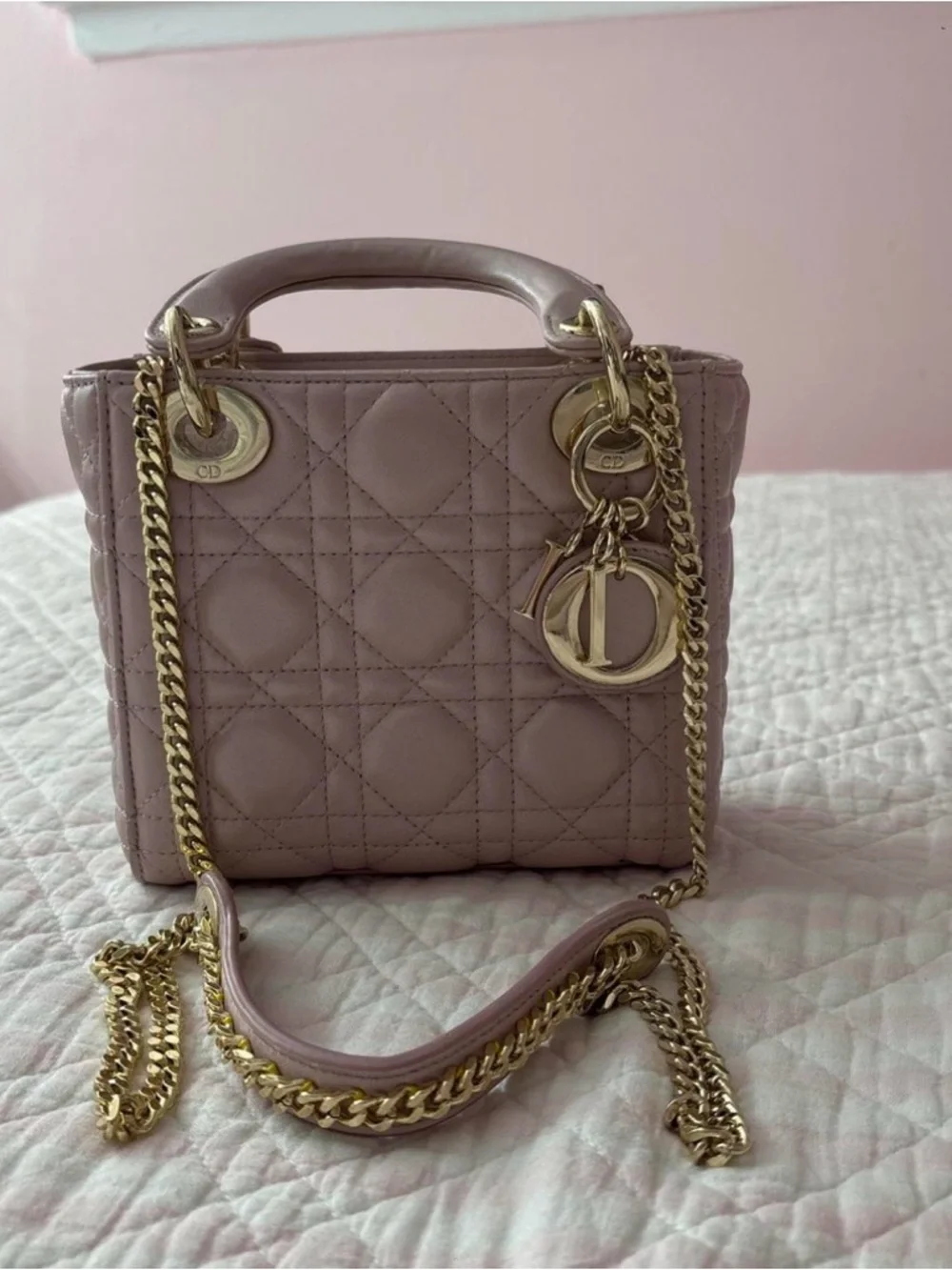 Dior Blush Quilted Leather Mini Bag with Gold Hardware - Picture 5 of 6